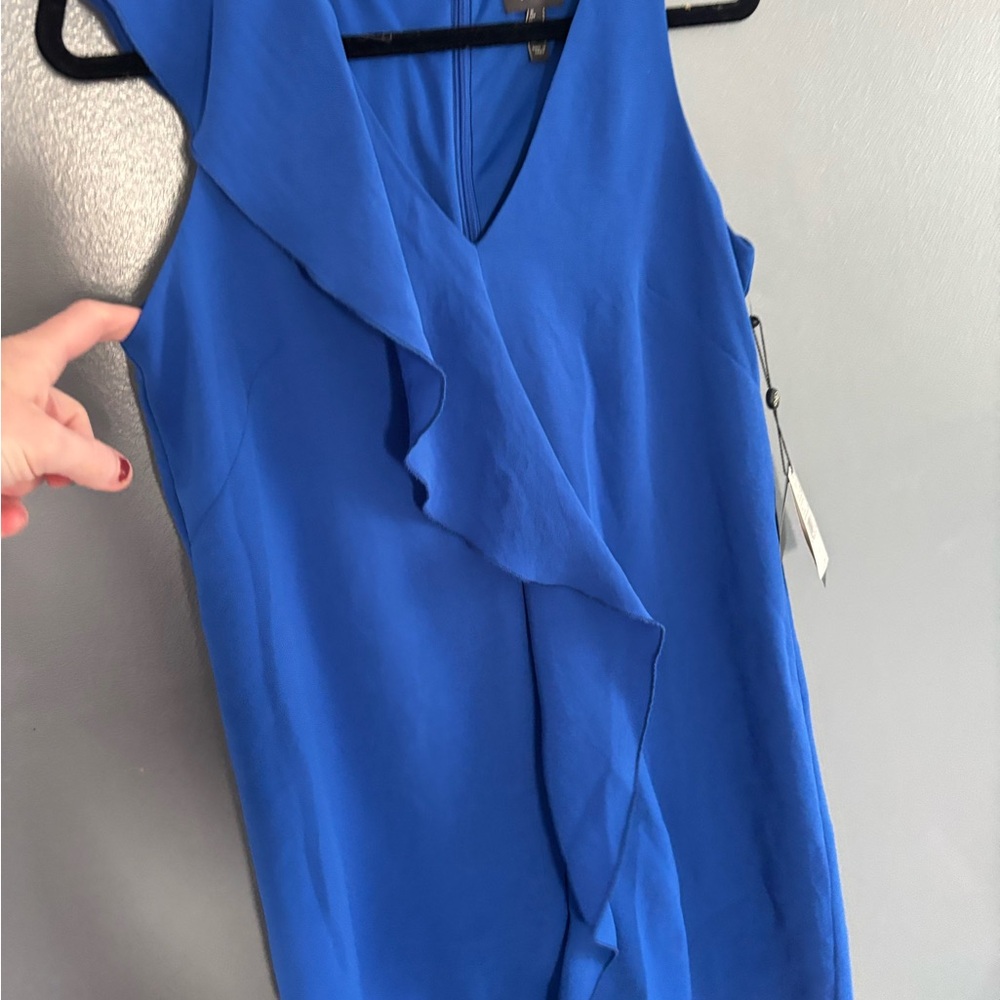 NWT Adrianna Papell Blue Ruffle Dress - Picture 4 of 8